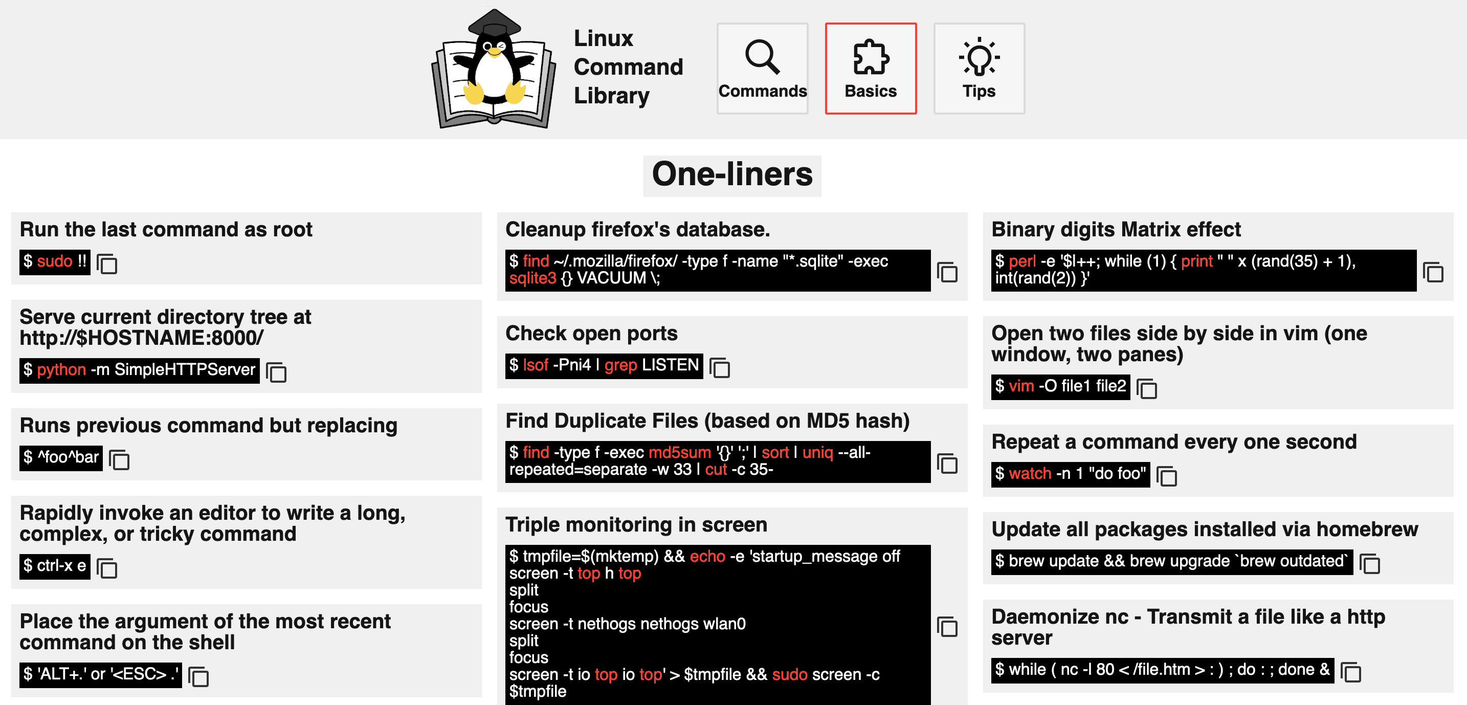 Linux one liners